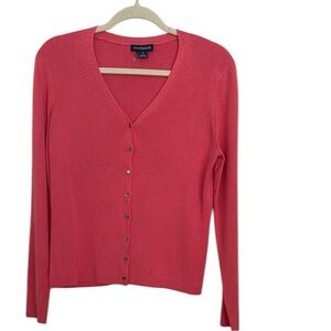 Ann Taylor Women's Pink Silk Button Cardigan Sweater